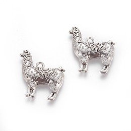 Honeyhandy Tibetan Style Zinc Alloy Pendants, Llama/Alpaca, Antique Silver, 25x22x3mm, Hole: 1mm