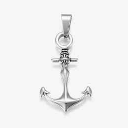 Honeyhandy 304 Stainless Steel Pendants, Anchor, Antique Silver, 37x23x3mm, Hole: 5x10mm