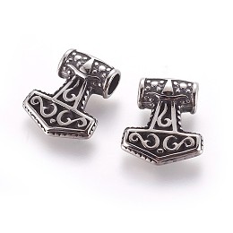 Honeyhandy 304 Stainless Steel Pendants, Thor's Hammer, Antique Silver, 20x17x6mm, Hole: 4mm