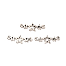 Honeyhandy Tibetan Style Alloy Connector Charms, Triple Star Links, Nickel, Antique Silver, 9x25x1.5mm, Hole: 1.5mm, about 833pcs/500g