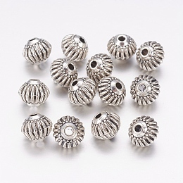 Honeyhandy Tibetan Style Alloy Lantern Beads, Antique Silver, 8x6.5mm, Hole: 1.5mm