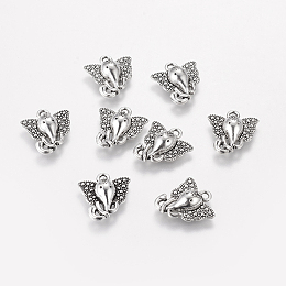 Honeyhandy Tibetan Style Alloy Pendants, Elephant, Cadmium Free & Lead Free, Antique Silver, 16x15x4mm, Hole: 1mm