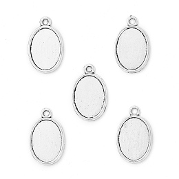 Honeyhandy Tibetan Style Antique Silver Alloy Flat Oval Pendant Cabochon Settings, Cadmium Free & Lead Free, Plain Edge Bezel Cups, Tray: 18x13mm, 24.5x16x2mm, Hole: 2mm