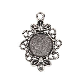 NBEADS 10 PCS Bezel Alloy Pendant Trays, Tibetan Style Filigree Pendant Cabochon Settings Trays Pendant Blanks for Cameo Pendants, Photo Jewelry, Necklace and Crafts