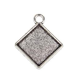 ARRICRAFT 10pcs Vintage Tibetan Style Alloy Rhombus Pendant Cabochon Bezel Settings, Antique Silver 35x30x2mm