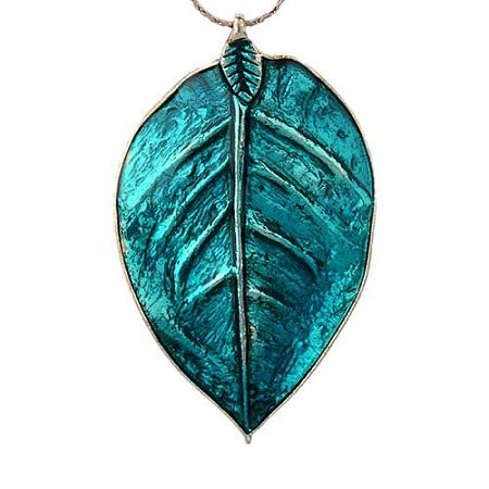 ARRICRAFT 2pcs Vintage DarkTurquoise Alloy Enamel Leaf Big Pendants Jewelry Findings for Bracelet Earring Necklace Key Chain DIY Craft Making, Hole: 3.5mm