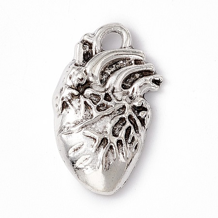 Honeyhandy Tibatan Style Alloy Pendants, Heart Charm, Antique Silver, 25x16x4mm, Hole: 2.5mm