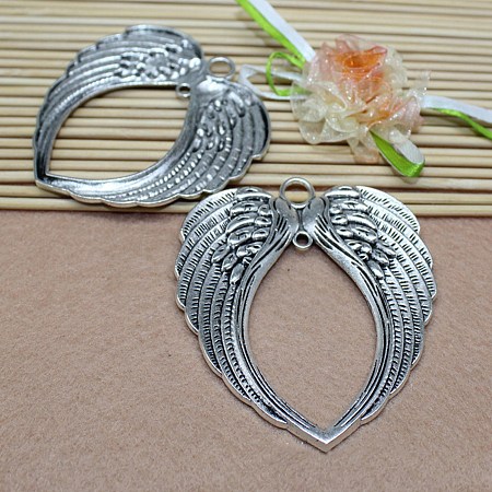Honeyhandy Tibetan Style Alloy Links, Wing, Antique Silver, 65x69x3mm