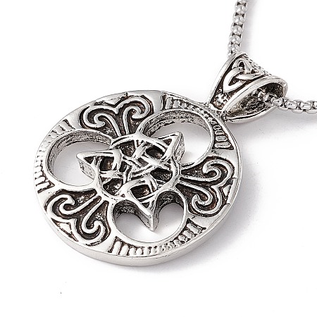 Honeyhandy Alloy Trinity Knot Pendant Necklace with 201 Stainless Steel Box Chains, Gothic Jewelry for Men Women, Antique Silver & Stainless Steel Color, 23.62 inch(60cm)