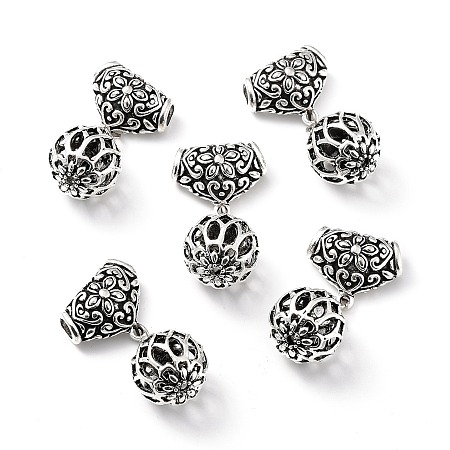 Honeyhandy Tibetan Style Alloy European Dangle Charms, Large Hole Pendants, Round, Antique Silver, 46mm, Hole: 5.5x4.9mm