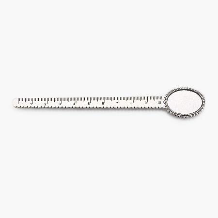 ARRICRAFT 10 pcs 135mm Tibetan Style Alloy Ruler Shape Metal Bookmarks with Oval Tray for Adults DIY Gift Decoration Antique Silver
