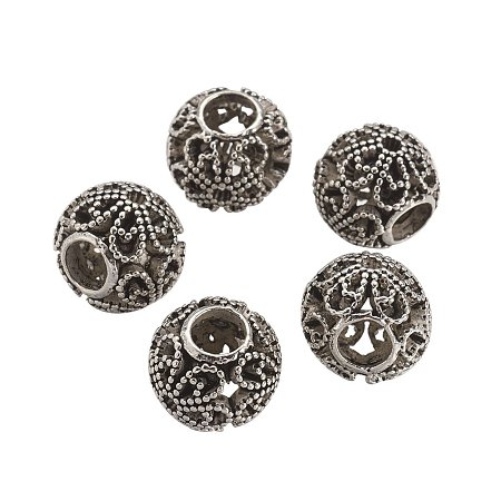 NBEADS 10PCS 12MM Tibetan Style Alloy Large Hole European Round Spacer Beads