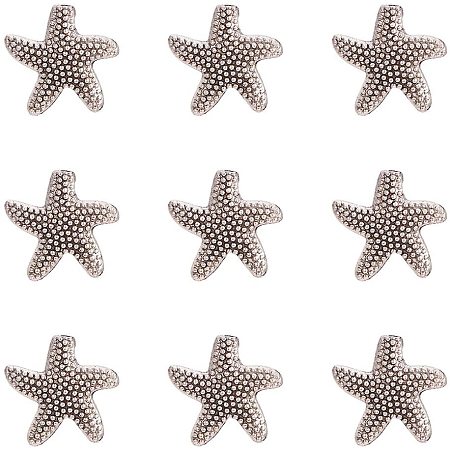 Pandahall Elite 100pcs Tibetan Style Alloy Beads Antique Silver Spacer Beads Starfish 13.5mm for Jewelry Making