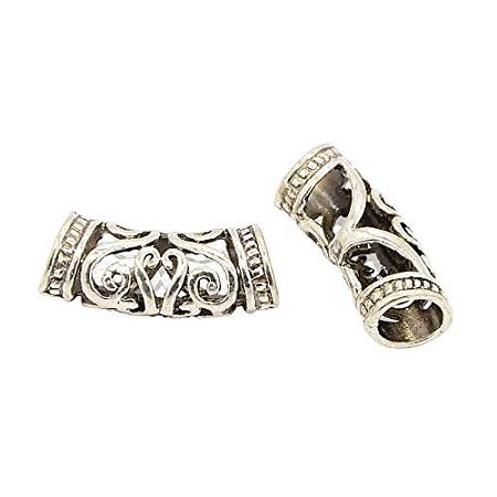 ARRICRAFT 10pcs Tibetan Style Alloy Curved Tube Shape Alloy Spacer Beads with 7mm Hole for Jewelry Making, Antique Silver
