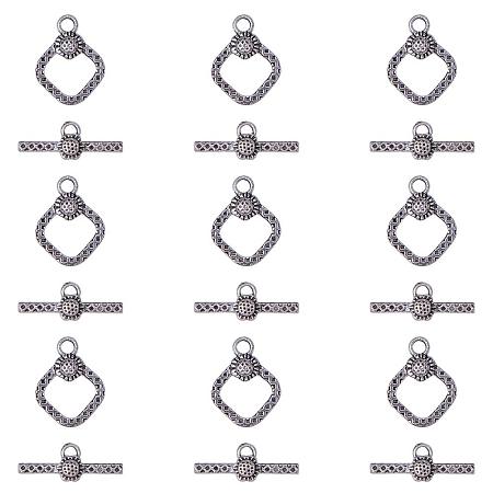 ARRICRAFT 10 Sets Tibetan Style Alloy Bracelet Toggle Clasps Connectors Rhombus Jewelry Making Antique Silver