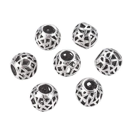 NBEADS 10 pcs Antique Silver Rondell Alloy European Large Hole Beads DIY Bracelet Jewelry Making 10x9mm, Hole: 5mm