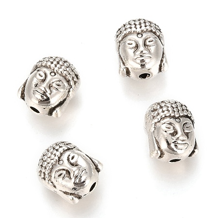 Honeyhandy Tibetan Style Alloy Beads, Buddha Head, Antique Silver, 10x8.5x8mm, Hole: 2.2mm