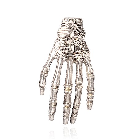 Tibetan Style Alloy Pendants, Skeleton Hand, 39x17.5x3mm, Hole: 5mm, Antique Silver, 39x17.5x3mm, Hole: 5mm