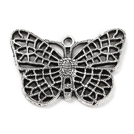 Tibetan Style Alloy Pendants, Butterfly, Antique Silver, 25x35.5x3mm, Hole: 2mm, about 110pcs/500g