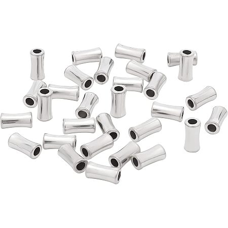PandaHall Elite Column Spacer Beads, 30pcs Tibetan Tube Jewelry Spacers European Beads Large Hole Loose Beads for Bracelet Necklace DIY Jewelry Making; Hole: 4mm