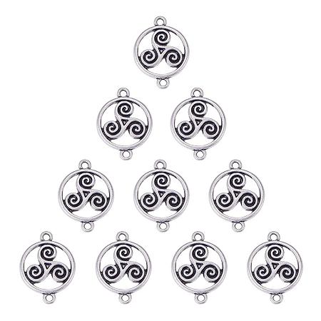 SUNNYCLUE 1 Box 10pcs Thai Sterling Silver Flatround Circle Connector Charms Pendants 28x20.5mm for DIY Jewelry Making Findings, Lead Free & Cadmium Free & Nickel Free
