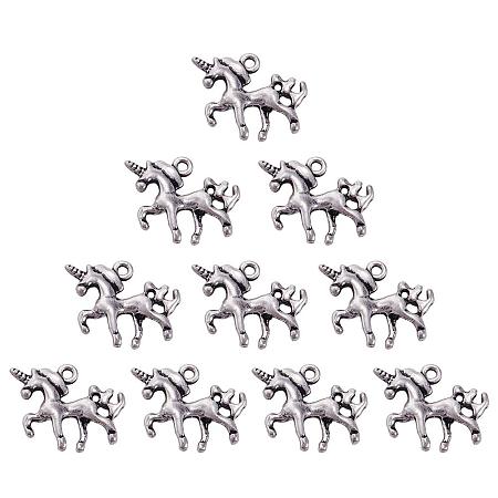 SUNNYCLUE 1 Box 10pcs Thai Sterling Silver Animals Unicorn Charms Pendants 30x12.5mm for DIY Jewelry Making Findings Accessory Craft Supplies, Nickel Free