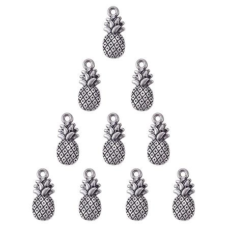 SUNNYCLUE 1 Box 10pcs Thai Sterling Silver Pineapple Fruit Charm Pendant 20x8mm for DIY Jewelry Making Findings Accessory Craft Supplies Nickel Free
