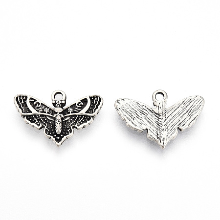 Honeyhandy Tibetan Style Alloy Pendants, Cadmium Free & Lead Free, Butterfly Charms, Antique Silver, 13.5x20x2mm, Hole: 1.8mm