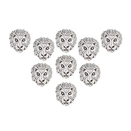 PandaHall Elite 30pcs Antique Silver Alloy Lion Head Beads Connector Charm Beads for Bracelet Necklace Earrings Jewelry Making Crafts
