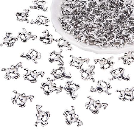 PandaHall Elite About 100pcs Antique Silver Tibetan Style Horse Alloy Animals Charms Pendants for DIY Jewelry Making