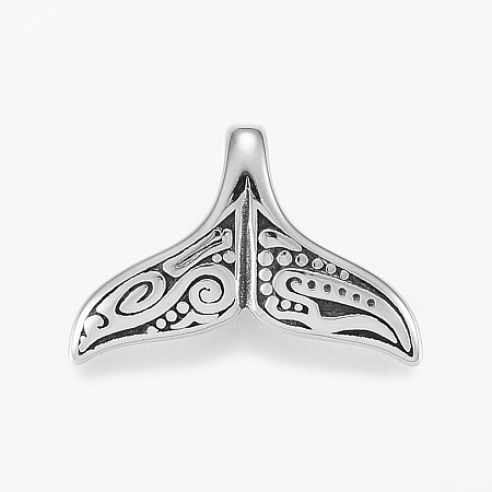 Honeyhandy 304 Stainless Steel Pendants, Whale Tail Shape, Antique Silver, 17x25x7mm, Hole: 3.5x6mm