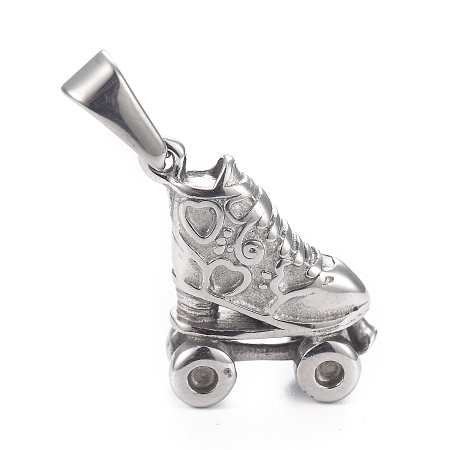 Honeyhandy 304 Stainless Steel Pendants, Roller Skate, Stainless Steel Color, 3/4x5/8x1/4 inch(19x14.5x6.5mm)
