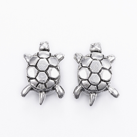 Honeyhandy 304 Stainless Steel European Beads, Large Hole Beads, Tortoise, Antique Silver, 17x11.5x9mm, Hole: 5mm