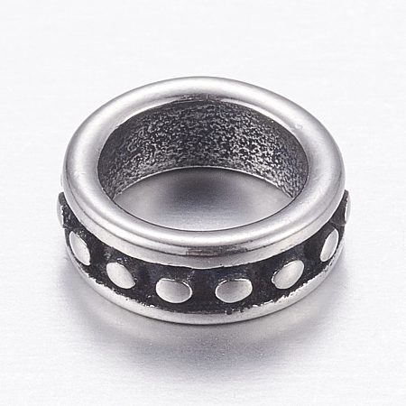 Honeyhandy 304 Stainless Steel Beads, Ring, Antique Silver, 8x3mm, Hole: 6mm