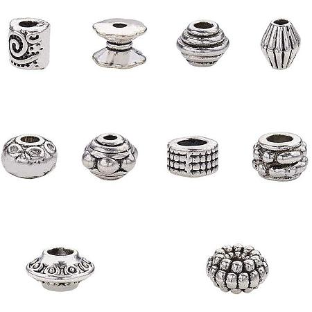 PandaHall Elite 500pcs 10 Style Silver Spacer Beads Jewelry Bead Charm Tibetan Metal Spacers for Jewelry Bracelets Necklace Making