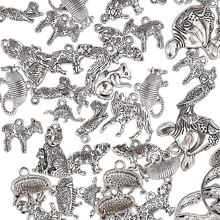 NBEADS 150g Tibetan Style Alloy Pendants, Metal Animal Charm Pendants for DIY Necklace Bracelet Arts Projects, Antique Silver