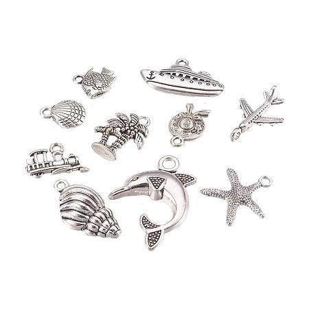 ARRICRAFT 20 pcs Tibetan Style Alloy Pendants, Summer Vacation Theme Pendant Charms for Jewelry Making, Antique Silver