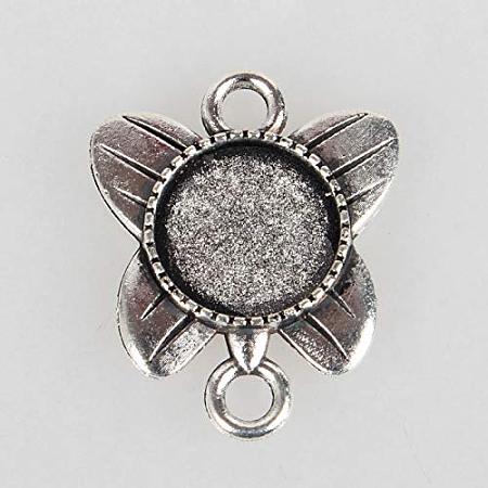 ARRICRAFT 10pcs Antique Silver Butterfly Tibetan Style Alloy Bracelet Connector Blanks Bezel Pendant Trays Cabochon Settings for Crafting DIY Jewelry Making