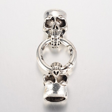 Honeyhandy Skull Brass Spring Gate Rings, O Rings, Antique Silver, 6 Gauge, 58mm