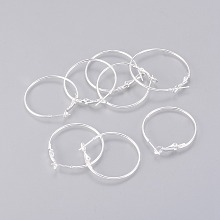 Honeyhandy Brass Hoop Earrings, Nickel Free, Silver Color Plated, 30x1.2mm