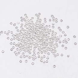 Honeyhandy Brass Crimp Beads, Cadmium Free & Nickel Free & Lead Free, Barrel, Silver Color Plated, about 2mm in diameter, 1.2mm long, Hole: about 1.2mm, about 909pcs/10g