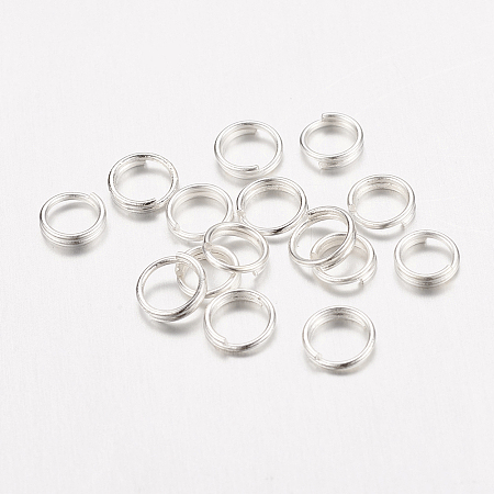 Honeyhandy Brass Split Rings, Double Loops Jump Rings, Nickel Free, Silver Color Plated, 5x1.2mm, about 3.8mm inner diameter, about 400pcs/20g