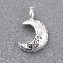 Honeyhandy Sterling Silver Charms, Moon, Matte Silver, 10x7x2mm, Hole: 1mm