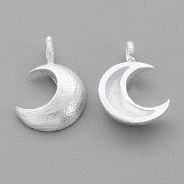 Honeyhandy 925 Sterling Silver Charms, Moon, Matte Silver, 10x7x2mm, Hole: 1mm