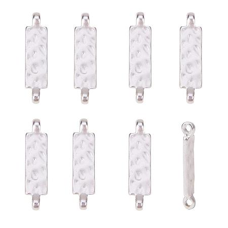 SUNNYCLUE 1 Box 8pcs Sterling Silver Plated Alloy Links Tag Connector Charms Rectangle Pendants 26x6.5mm for DIY Crafting Bracelet Necklace Jewelry Making Findings Accessories, Matte Silver