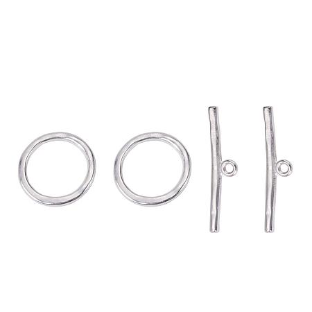 SUNNYCLUE 1 Box 2sets 925 Sterling Silver Plated Round IQ Toggle Clasps & Tbar Clasps for DIY Bracelets Necklaces Jewelry Making Finding Supplies Handmade Accessories Lead Free