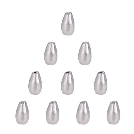 SUNNYCLUE 1 Box 10pcs 925 Sterling Silver Plated Teardrop Drop Beads 10x6mm Hole: 1.2mm Pendant Drilled Spacer Loose Beads for DIY Jewelry Making