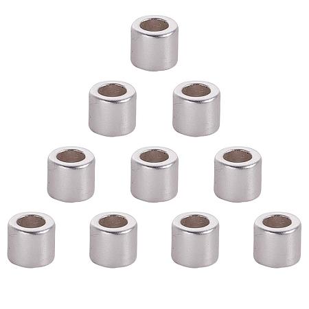 SUNNYCLUE 1 Box 10pcs 925 Sterling Silver Plated Alloy Column Tube Spacer Beads 5x4.5mm Large Hole 3mm Jewelry Findings Accessories for Bracelet Necklace Making
