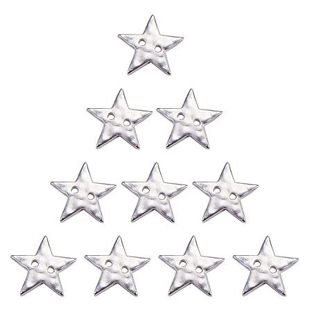 SUNNYCLUE 1 Box 10pcs 925 Sterling Silver Plated 2 Holes Star Button Snaps Bracelet Clasps for Wrap Leather Bracelet DIY Jewelry Making Crafts