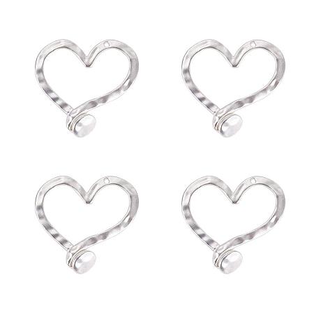 SUNNYCLUE 1 Box 4pcs 925 Sterling Silver Plated DIY Love Heart Charm Slide Pendants Connector 47x49.5x8mm for DIY Jewelry Making Findings, Lead Free & Cadmium Free & Nickel Free